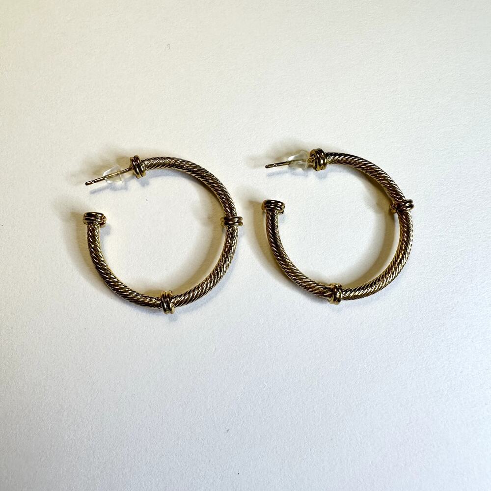 NWT gold color twisted rope knot nautical theme hoop earrings